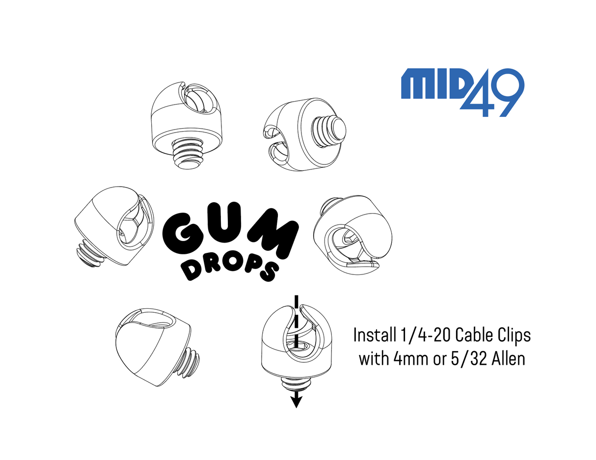 1/4-20 Gum Drop Cable Clips (6 Pack)