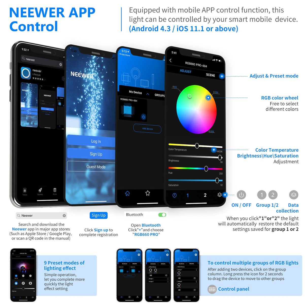 NEEWER RGB660 Pro APP Control RGB Light