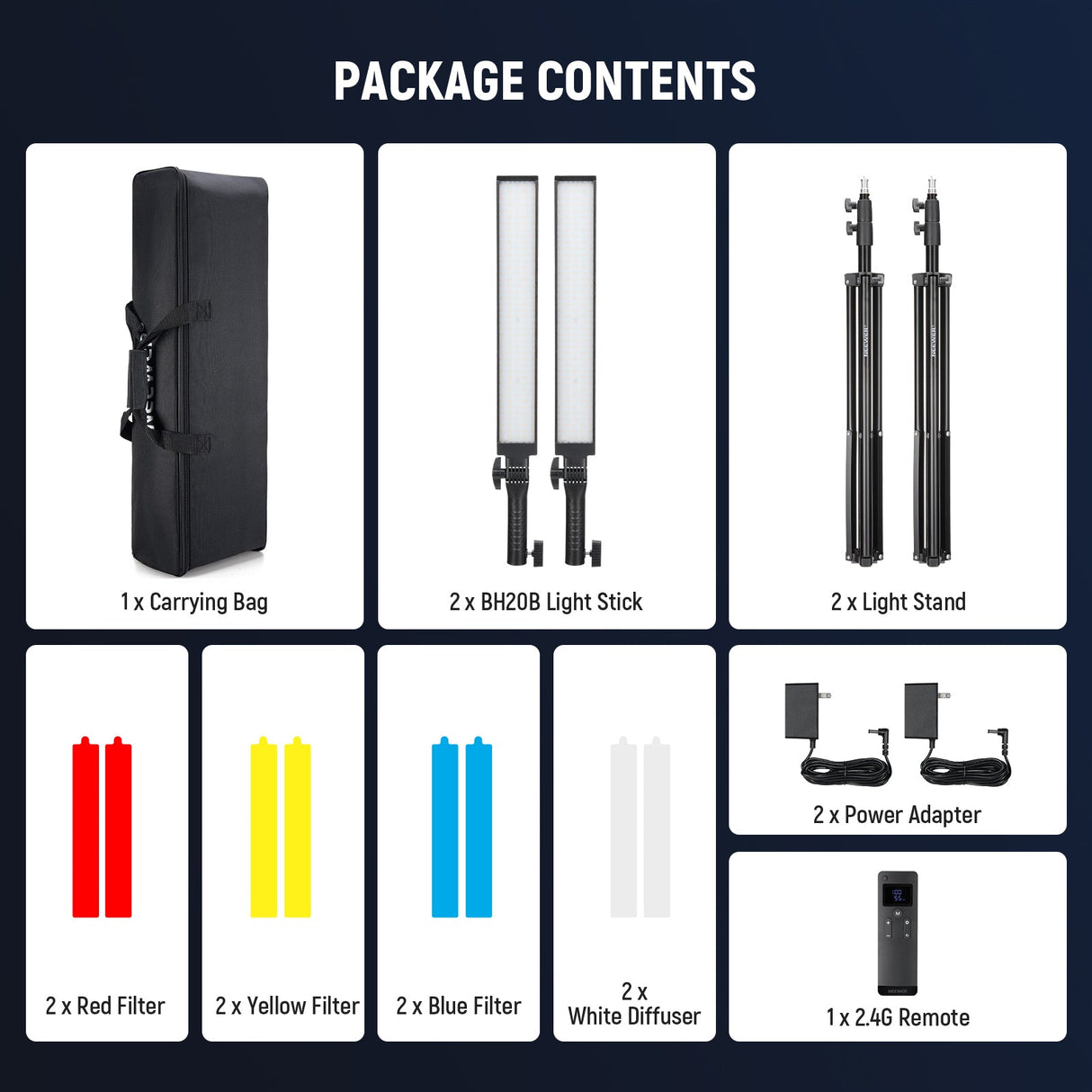 NEEWER BH20B Upgraded LED Video Light Stick Kit