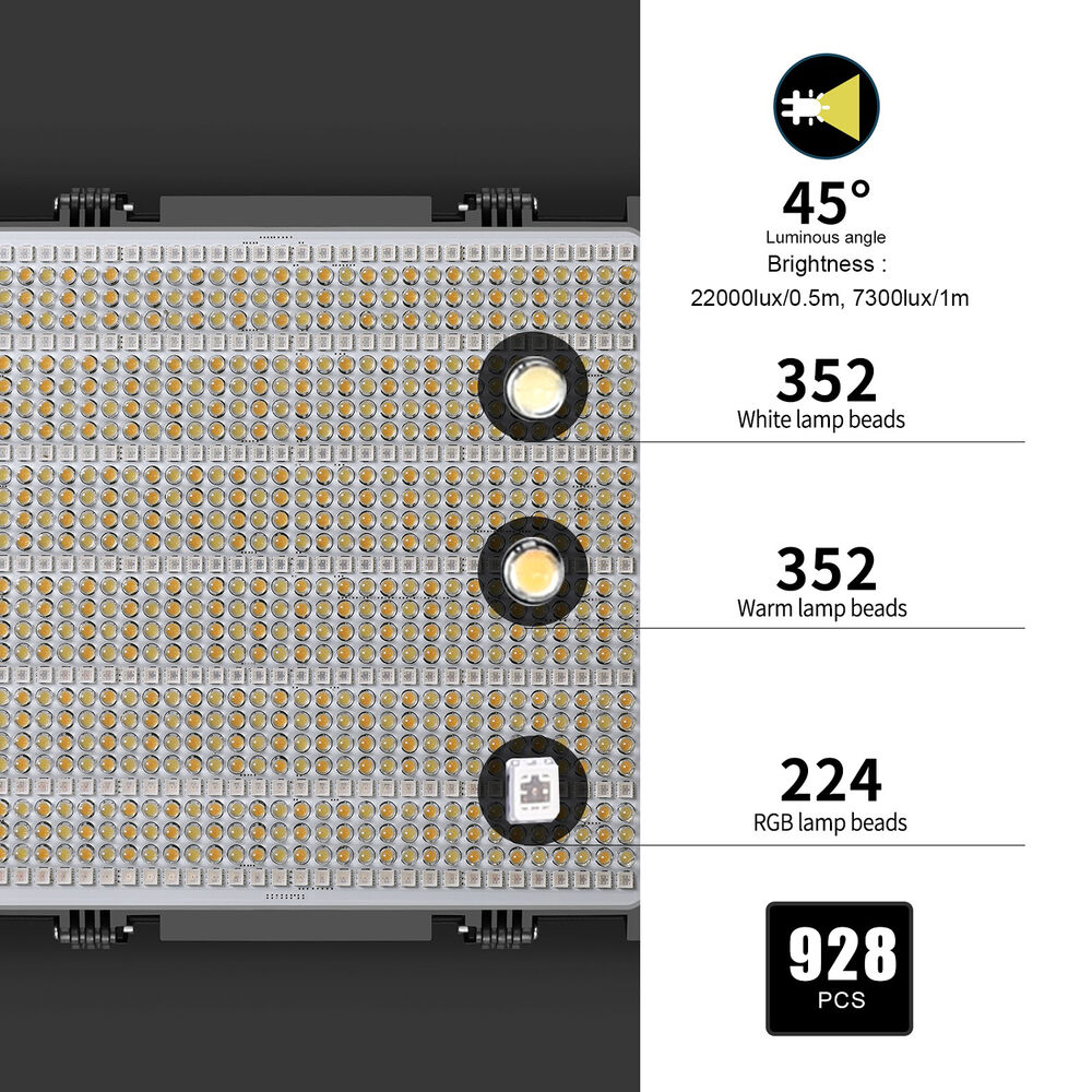 GVM RGB LED Studio Video Light Bi-Color Soft 3-Light Panel Kit