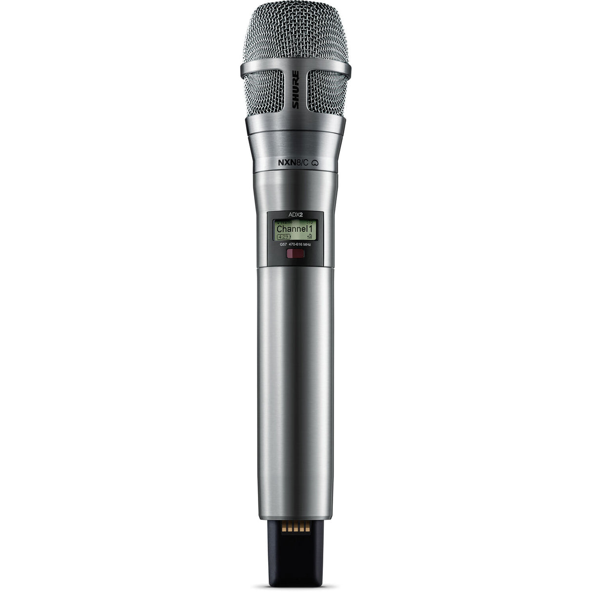 Shure ADX2/8CN Digital Handheld Wireless Microphone Transmitter with Nexadyne 8/C Cardioid Capsule (G57: 470 to 608 + 614 to 616 MHz, Nickel)