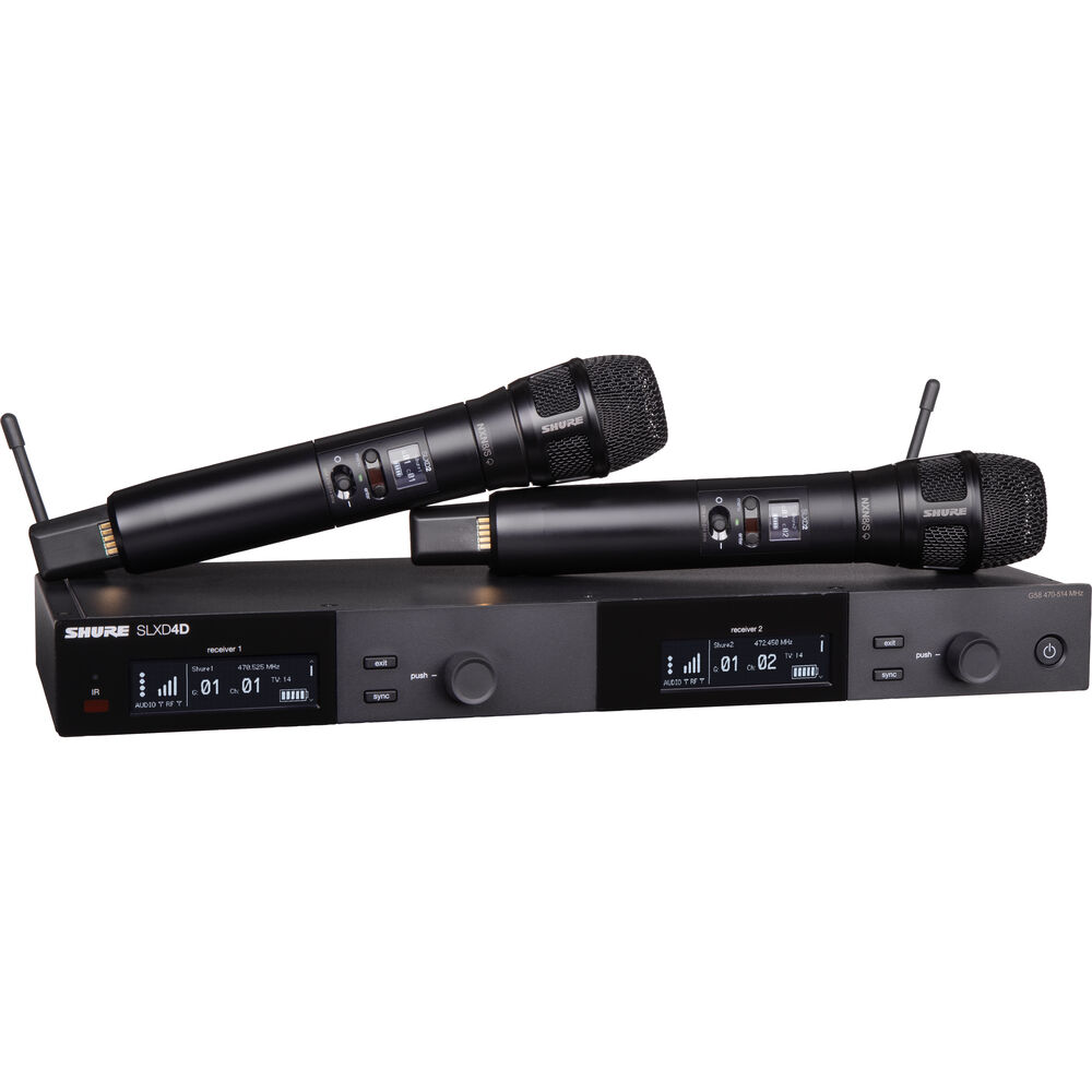 Shure SLXD24D/N8S Dual-Channel Digital Wireless Handheld Microphone System with Nexadyne 8/S Supercardioid Capsules (J52: 558 to 602 + 614 to 616 MHz)
