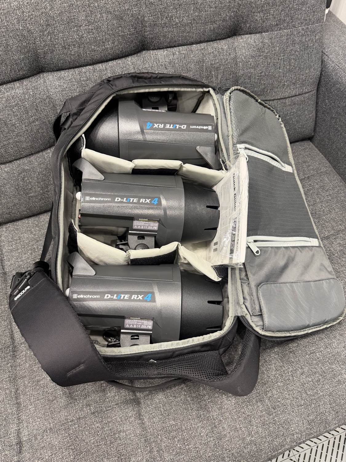 Used Elinchrom D-Lite RX 4 400Ws Studio Flash Kit (Set of 3) with Backpack
