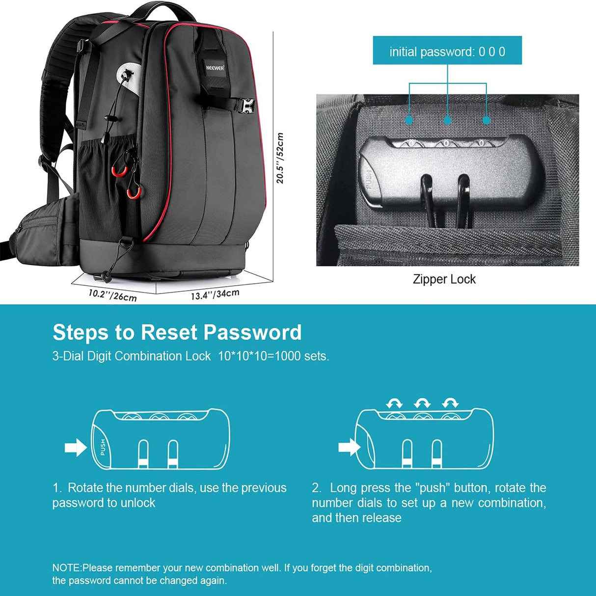NEEWER 13.4"x10.2"x20.5" Pro Camera Backpack