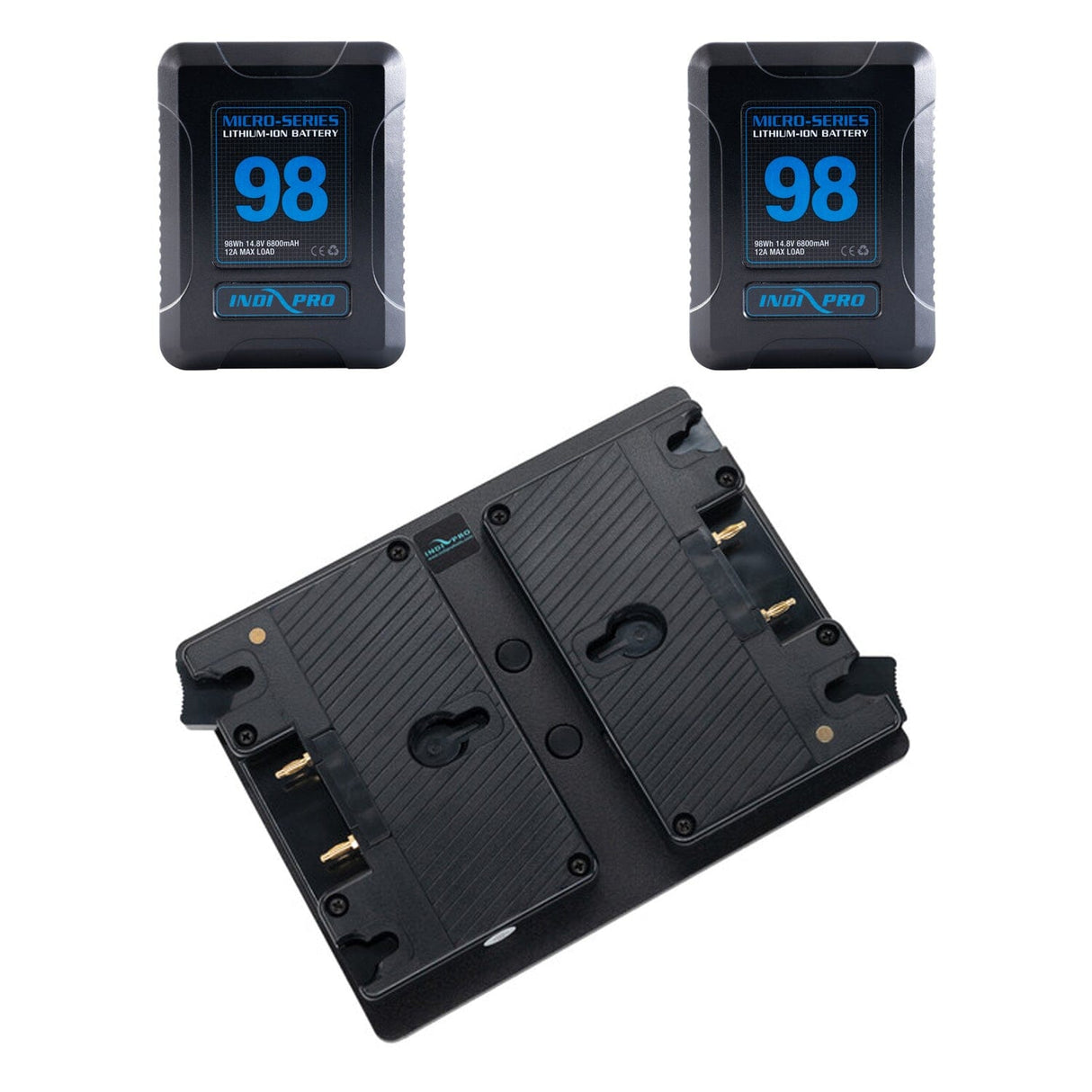 2x Micro-Series 98Wh Gold Mount Li-Ion and Hot-Swap Dual Gold Mount Adapter Plates to Gold Mount Plate Kit