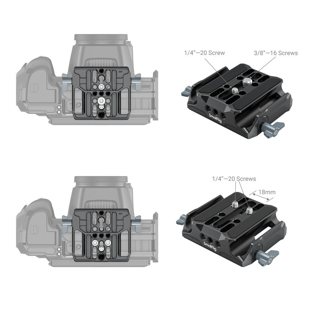 SmallRig Universal LWS Bottom Mount Plate with Dual 15mm Rod Clamp 3357