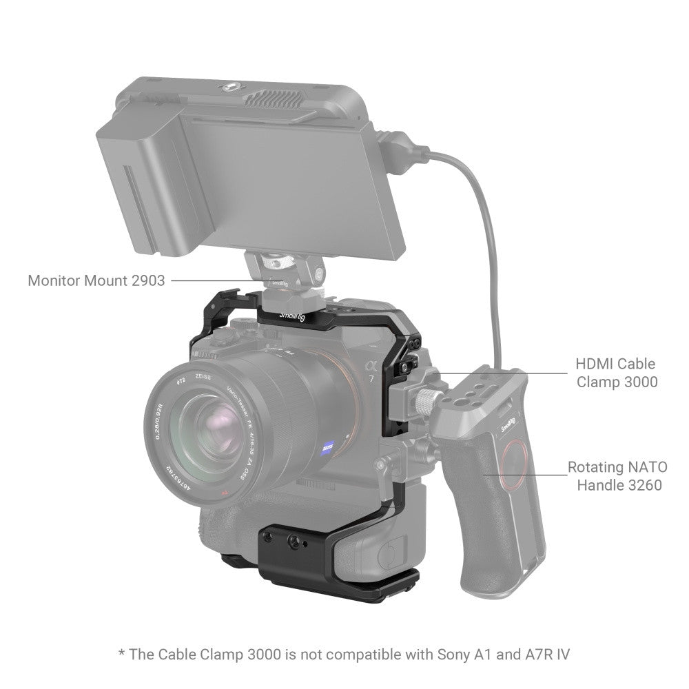 SmallRig Cage for Sony Alpha 7R V / Alpha 7 IV / Alpha 7S III / Alpha 7R IV / Alpha 1 with VG-C4EM Battery Grip 3594