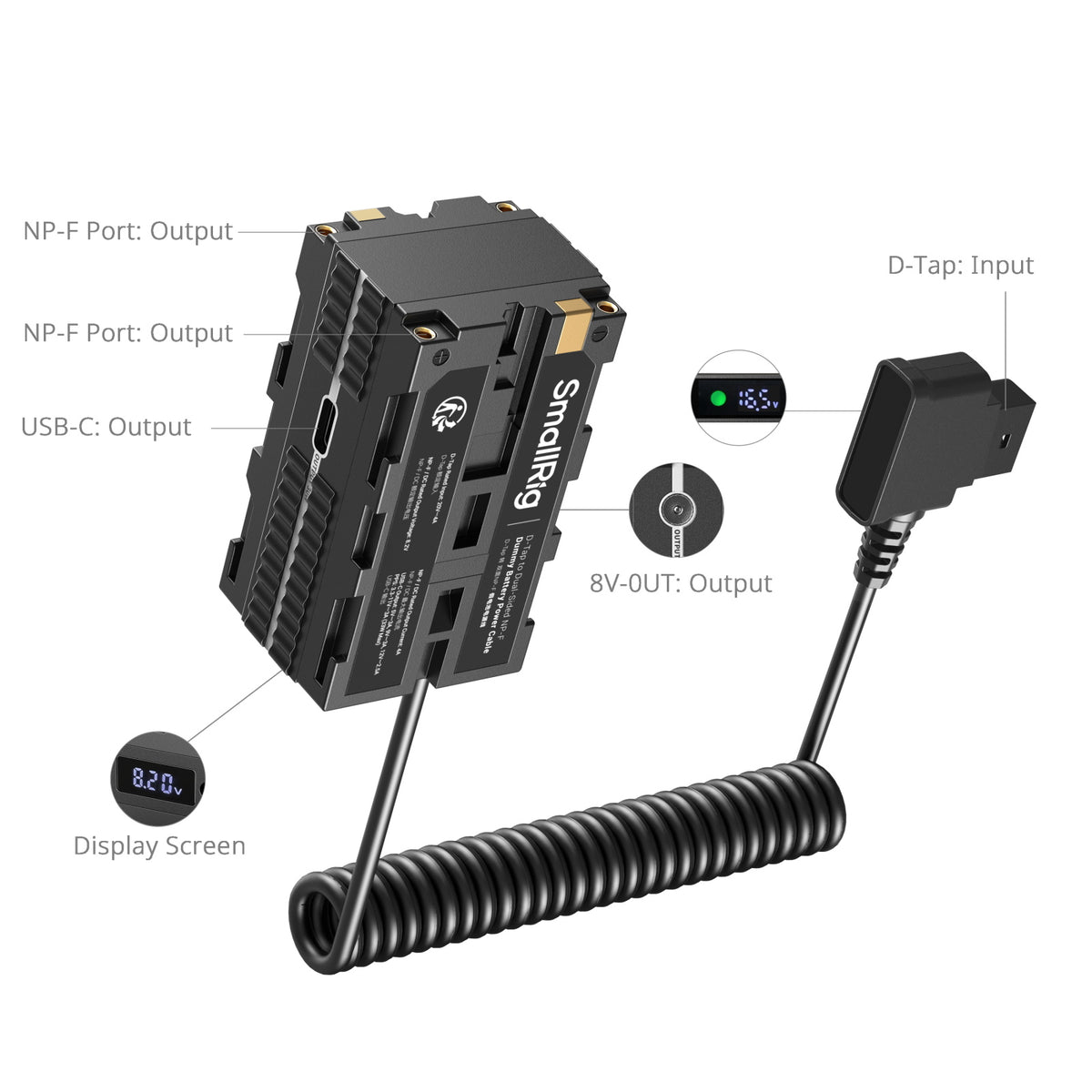 SmallRig D-Tap to Dual-Sided NP-F Dummy Battery Power Cable