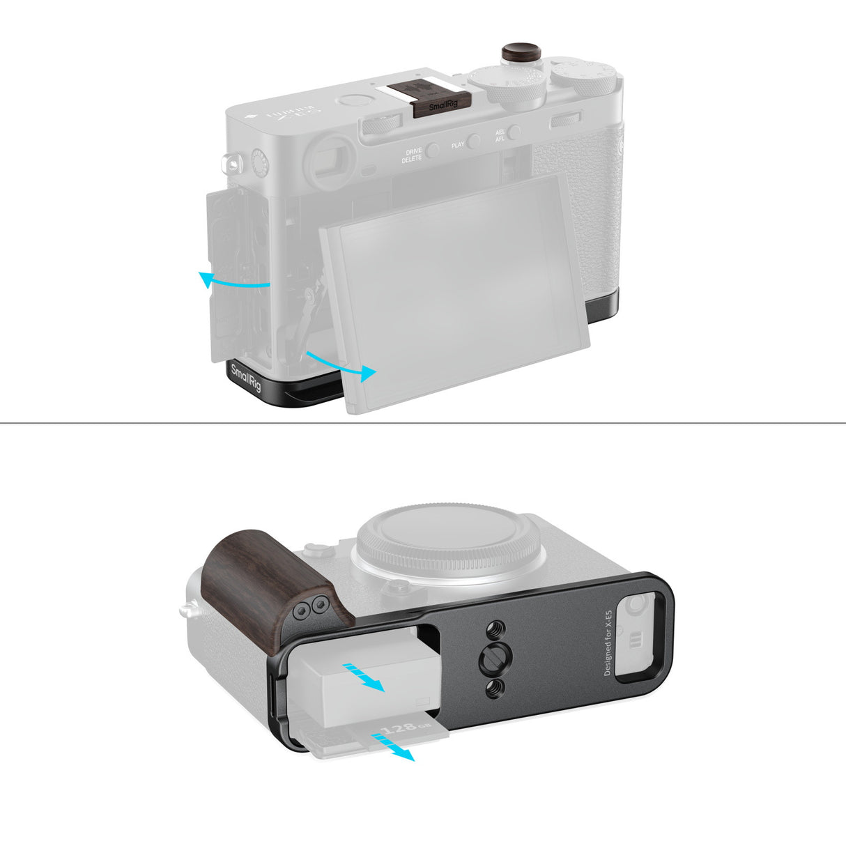 SmallRig L-Shaped Mount Plate with Wooden Handle for FUJIFILM X-E5 (Black)6237