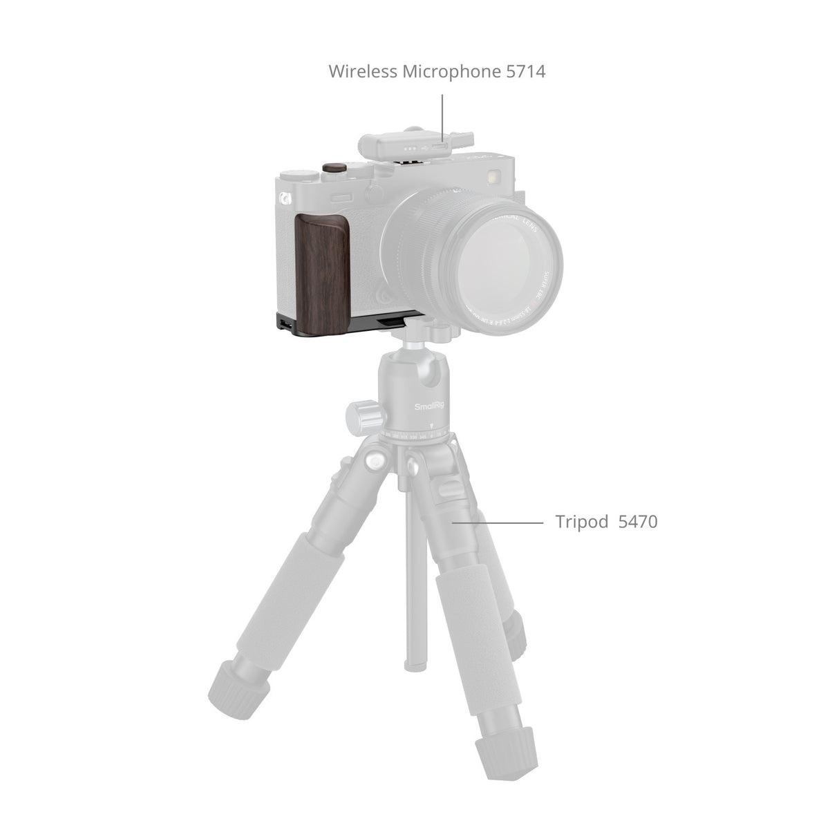 SmallRig L-Shaped Mount Plate with Wooden Handle for FUJIFILM X-E5 (Black)6237