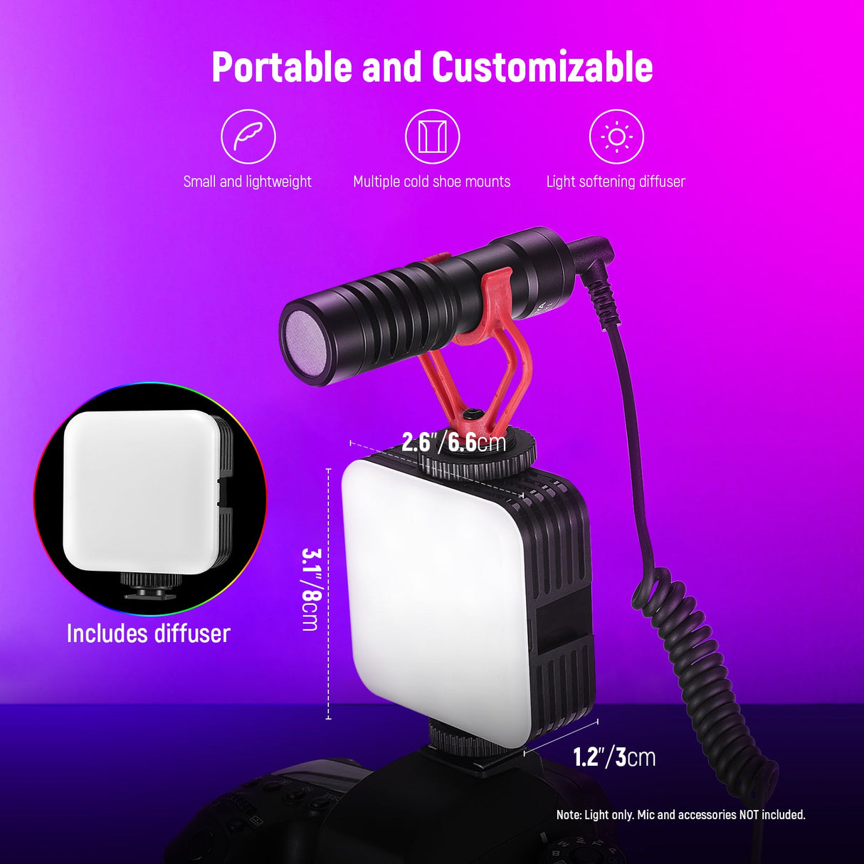 NEEWER RGB61 Magnetic Cold Shoe RGB Video Light