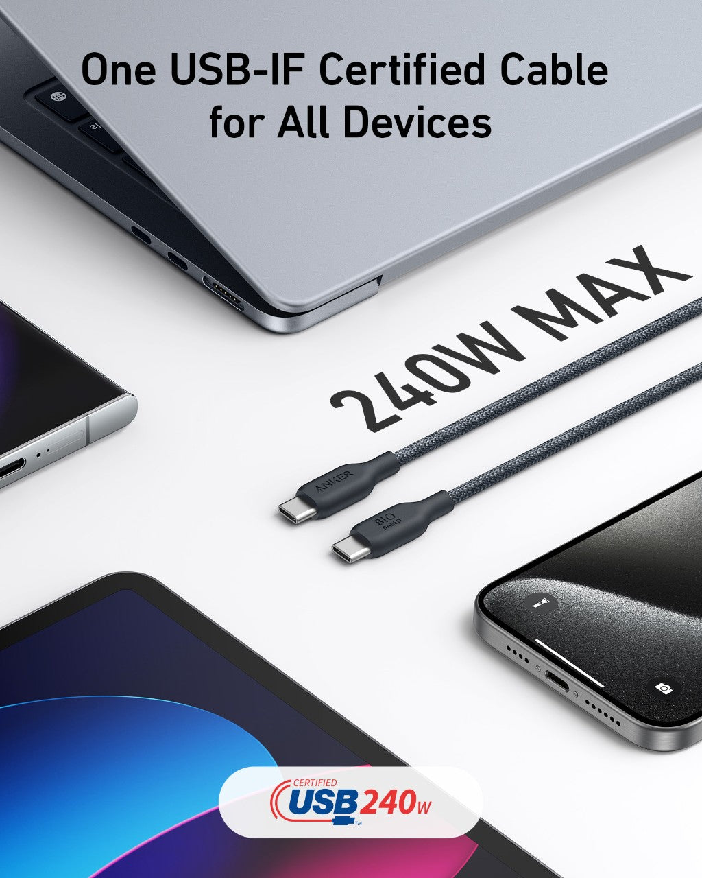Anker 543 USB-C to USB-C Cable (Bio-Braided, 6 ft)