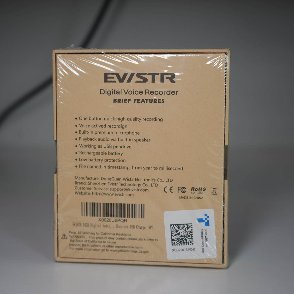 Used EVISTR 16GB Digital Voice Recorder