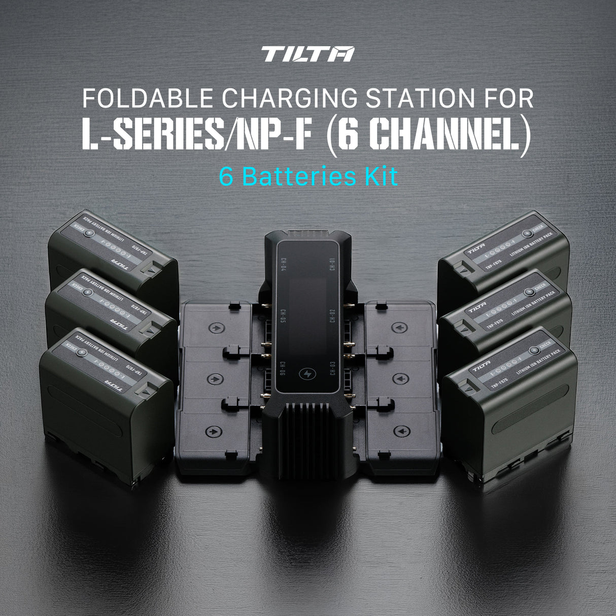 Tilta Foldable Charging Station for L-Series/NP-F Battery Kit (6 Batteries, US) - Black