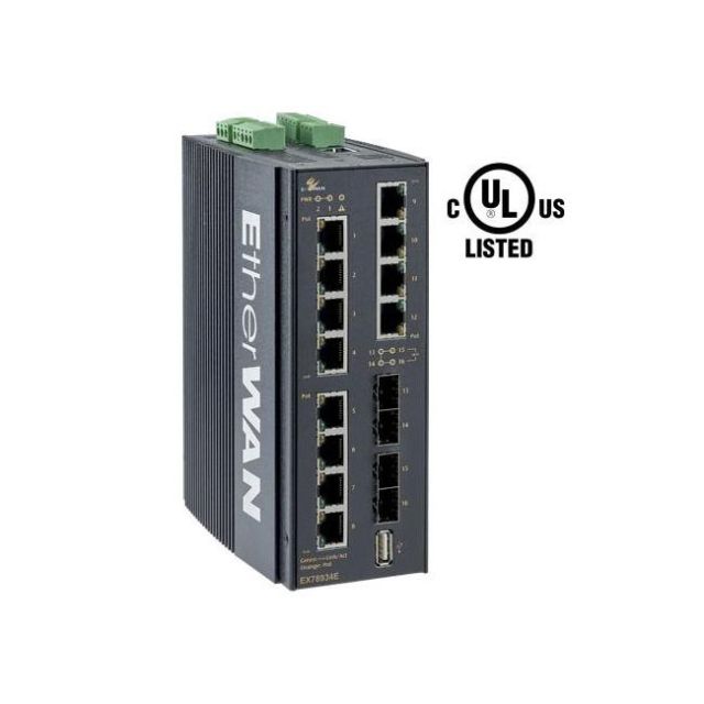 EtherWAN 8-Port Gigabit PoE plus 4 Dual-Rate Gigabit SFP Ports