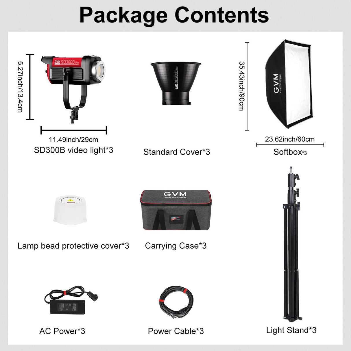 GVM PRO-SD300B 300W Bi-Color Monolight With Softbox 3 kits