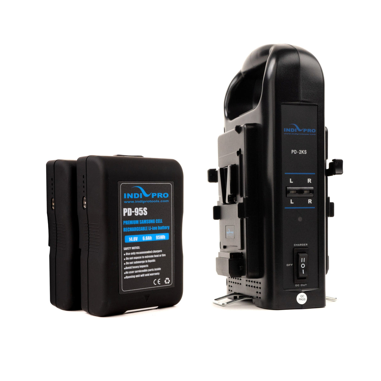 Indipro 2x Compact Series 95Wh Li-Ion Batteries and Dual V-Mount Charger Kit (V-Mount)