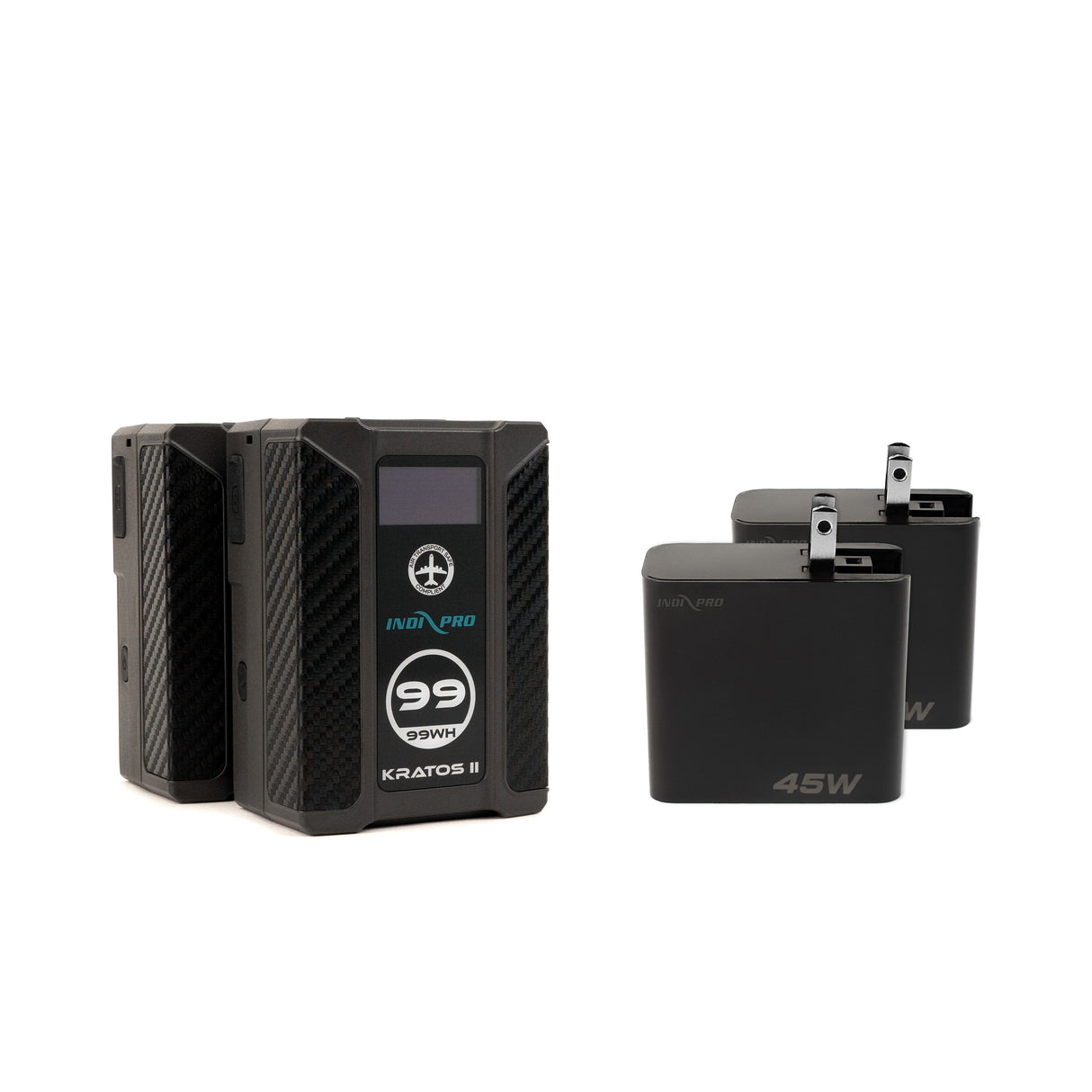 Indipro 2x Kratos 99Wh V-Mount Li-Ion Batteries & 2x 45W USB-C PD Wall Chargers