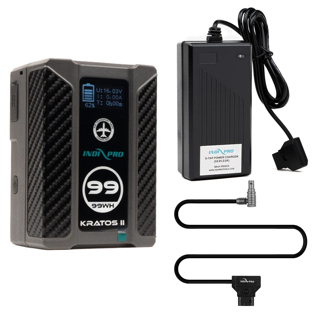 Indipro Kratos 99Wh V-Mount Battery, Charger & D-Tap for RED KOMODO Bundle