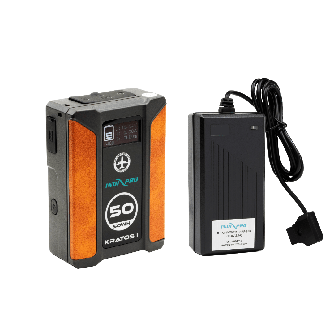 Indipro Kratos Series 50Wh V-Mount Li-Ion Battery and D-Tap Pro Charger (2.5A) Kit