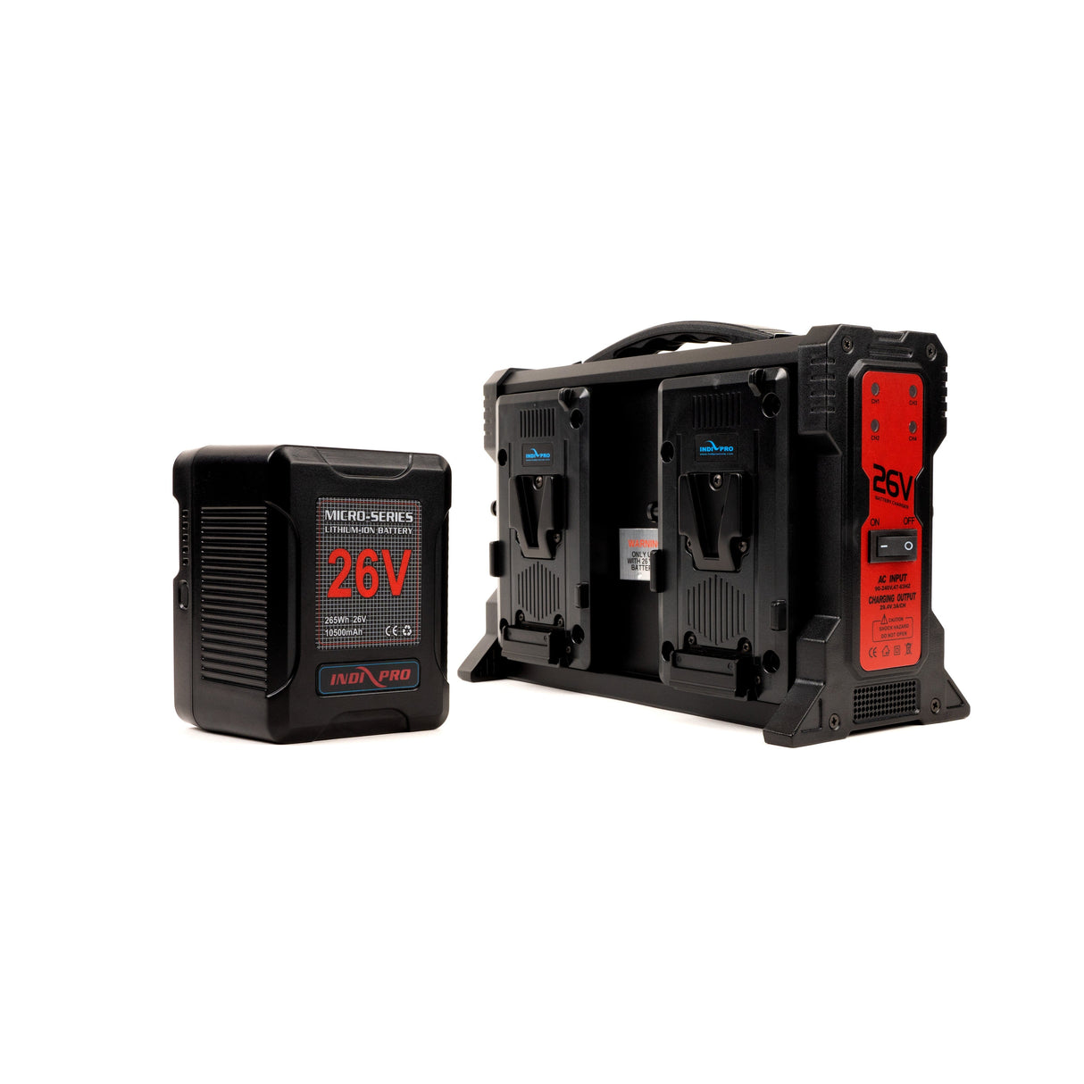 Indipro Micro-Series 26V 260Wh Lithium-Ion Battery and 26V Charger Kit (V-Mount)