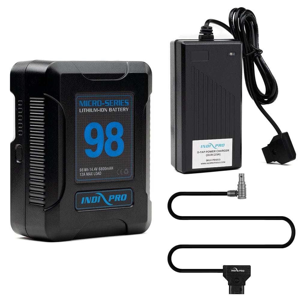 Indipro Micro Series 98Wh V-Mount Battery, Charger & D-Tap for RED KOMODO Bundle