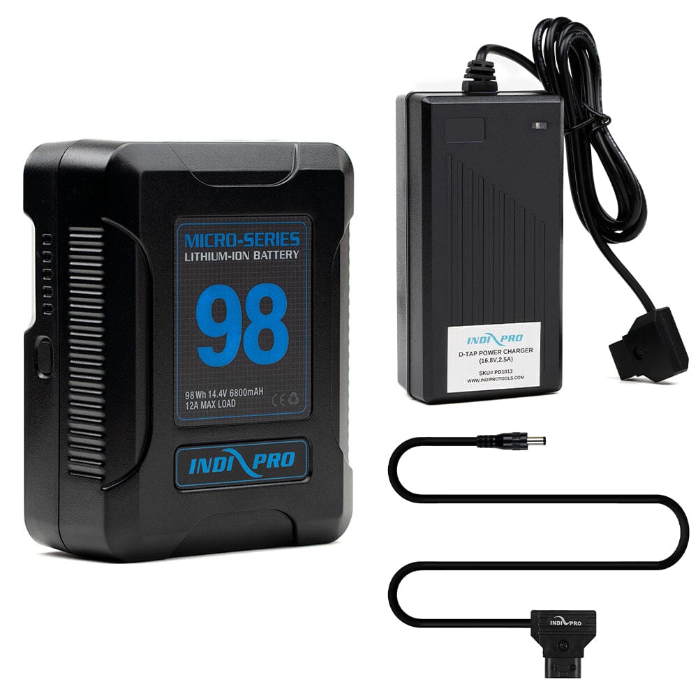 Indipro Micro Series 98Wh V-Mount Battery, Charger & D-Tap Roland V-02HD Video Mixer Bundle