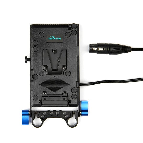 Indipro V-Mount Battery Plate to Female 4-Pin Neutrik XLR Connector with 15mm Rod Mount (24")