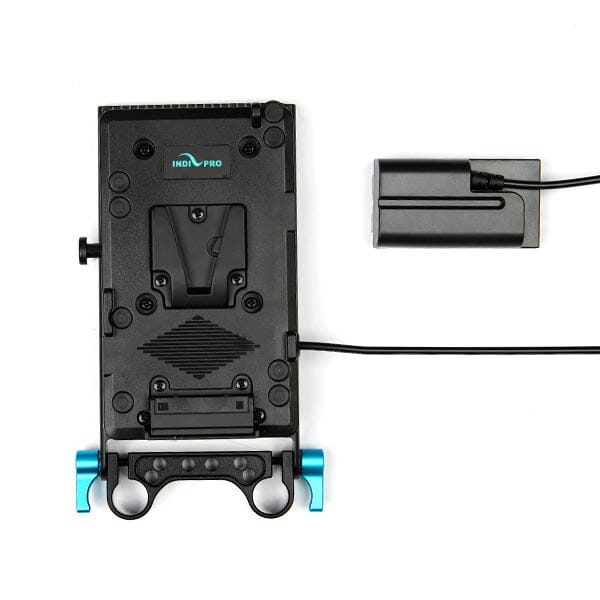 Indipro V-Mount Battery Plate to Sony NP-F (L-Series) Dummy Battery with 15mm Rod Mount (20")