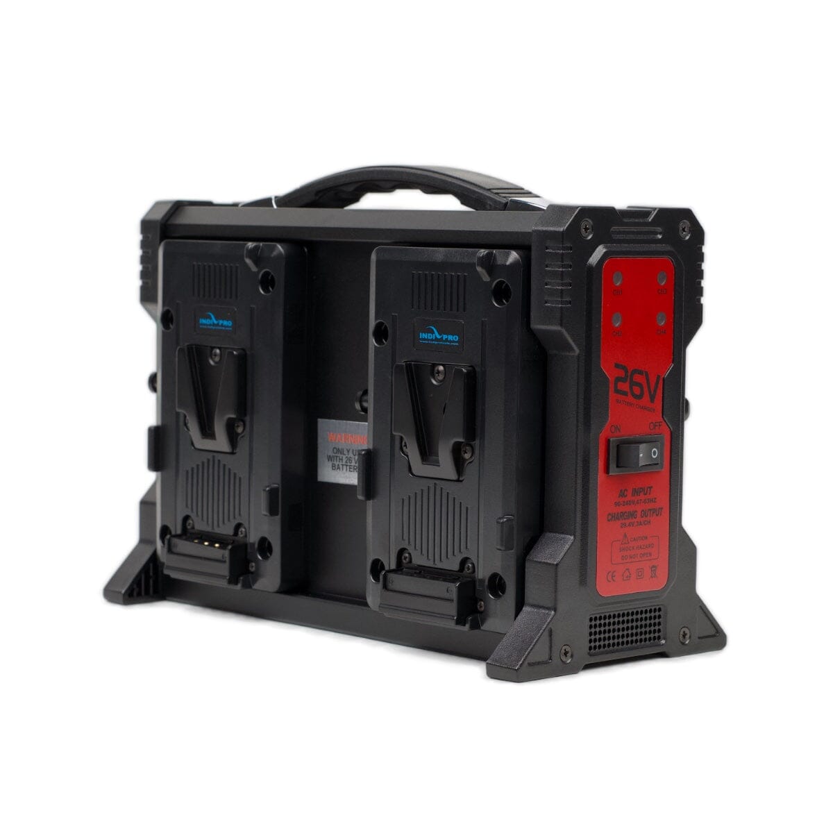 Indipro V-Mount Quad 26V Battery Charger with XLR Output