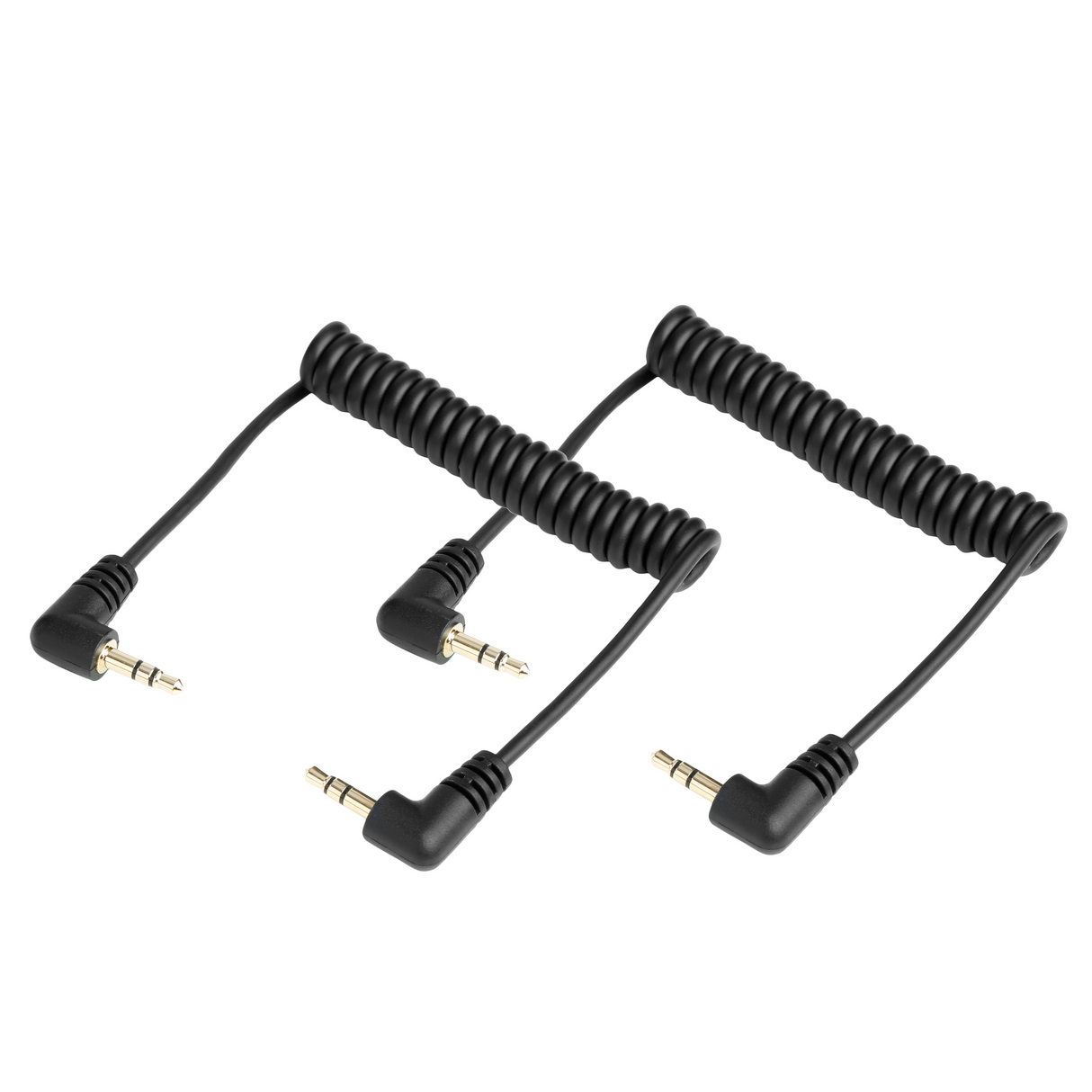 SR-CS350 2-Pack of 6” Right-Angle Coiled 3.5mm TRS Cables for Wireless, Microphones, Mixers & More