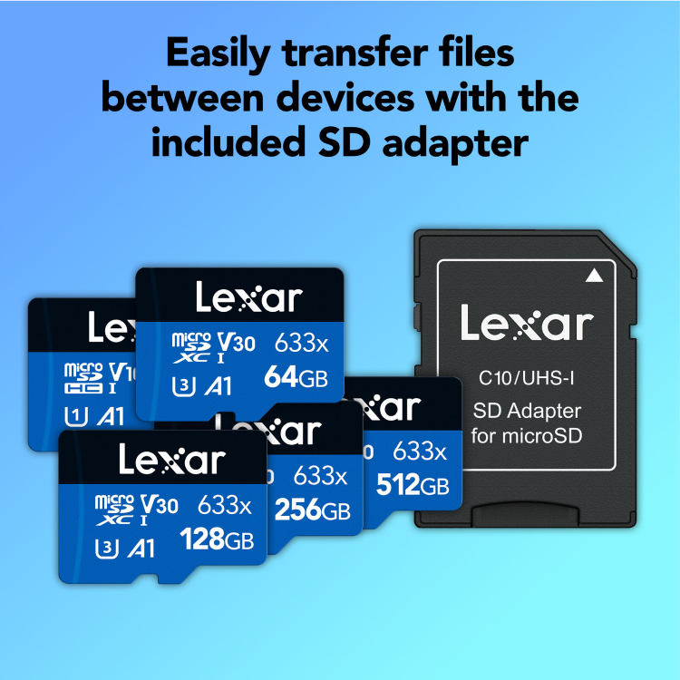 Lexar High-Performance 633x microSDXC UHS-I 512GB with SD Adapter — packaging