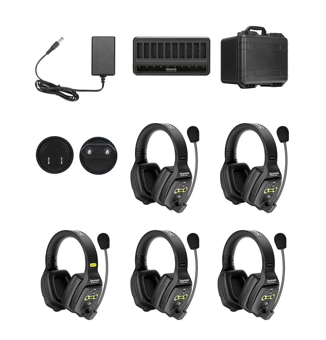 WiTalk-WT5D 5-Person Full-Duplex 1.9GHz Wireless Dual-Ear Headset Intercom System with Hard Case