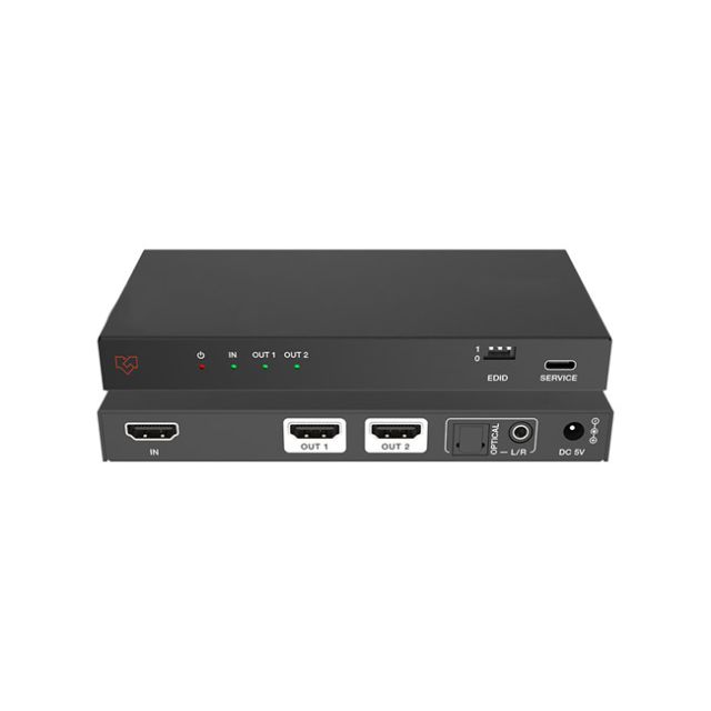 VigilLink 1x2 HDMI 2.1 Distribution Amplifier with Audio De-embedder (48Gbps)