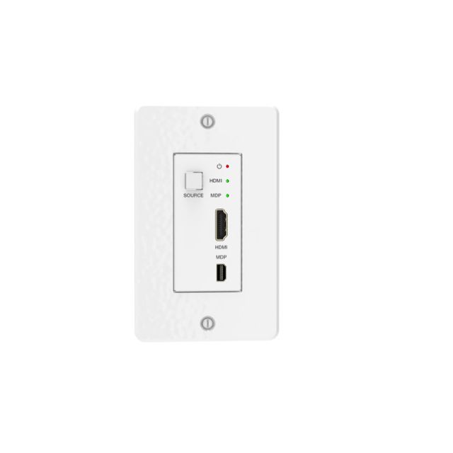 VigilLink 18Gbps 2x1 HDMI/miniDP Wall Plate Transmitter with Auto-Switching (40m, White)
