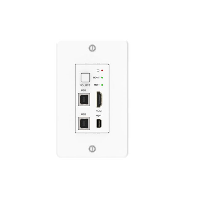 VigilLink 18Gbps 2x1 HDMI/mini DP Wall Plate Transmitter and Receiver with Auto-Switching (40m, White, TX/RX )