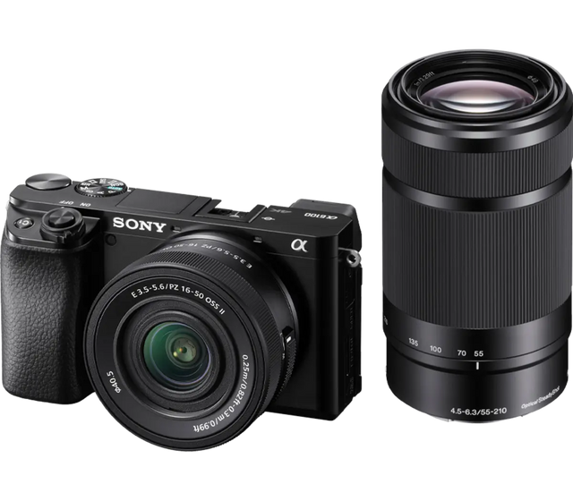 Sony Alpha 6100 APS-C Mirrorless Interchangeable-Lens Camera + 16-50mm + 55-210mm Lenses - Image 1