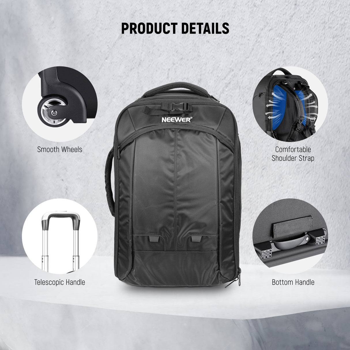 NEEWER 22"x14"x10” 2-in-1 Trolley Backpack