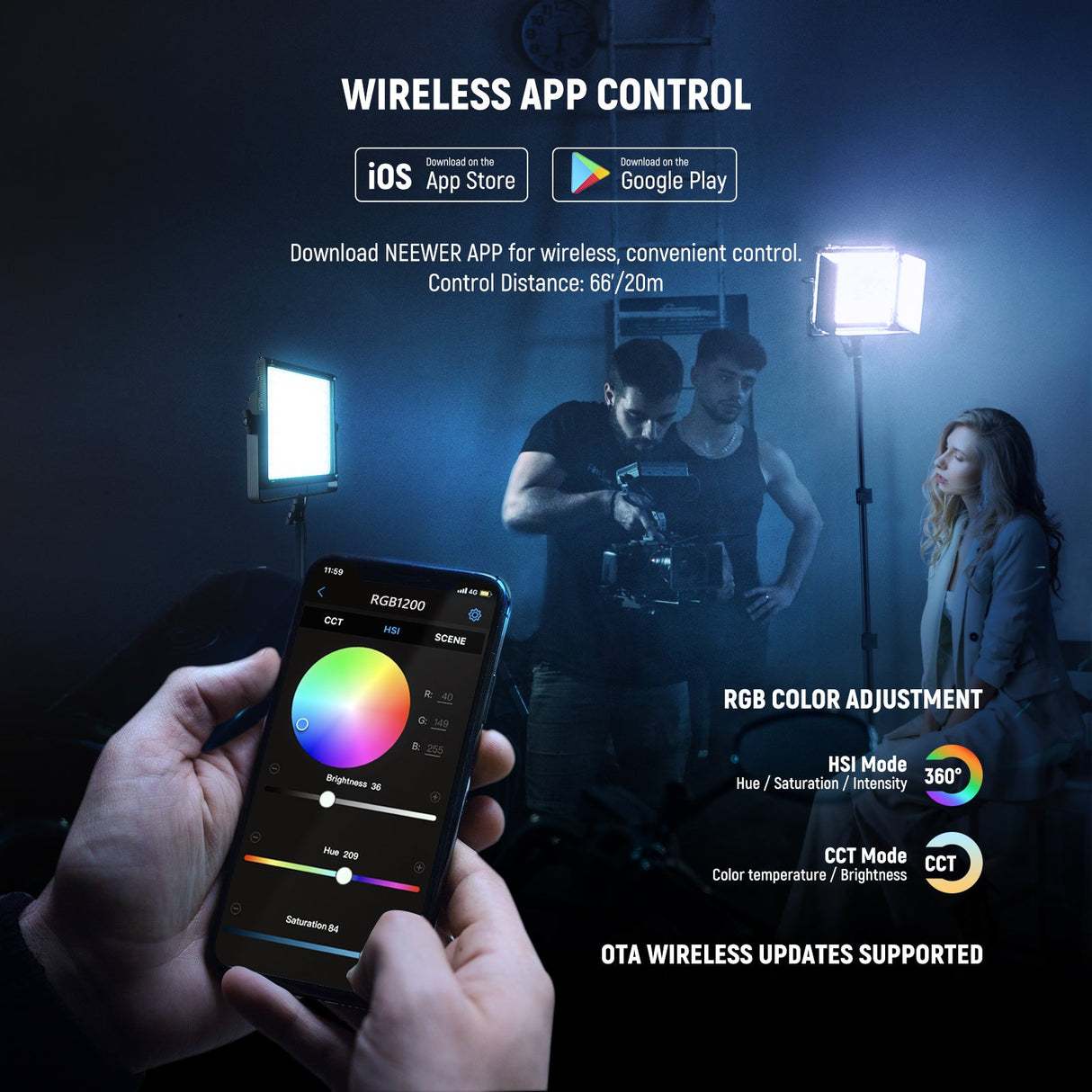 NEEWER RGB1200 60W APP Control RGB LED Video Light