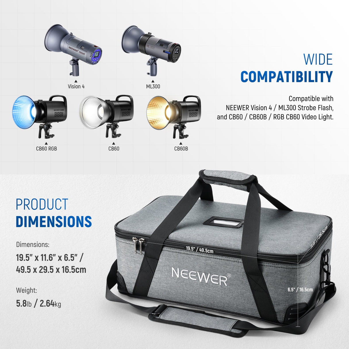 NEEWER PB5 Carrying Bag with Movable Foam Padded