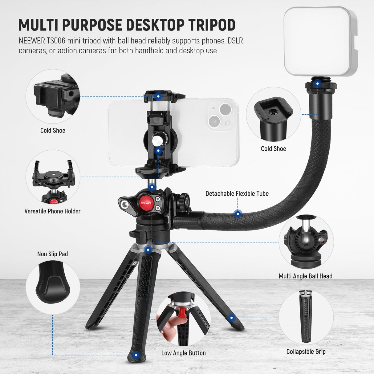 NEEWER TS006 Mini Camera Tripod For GoPro/iPhone