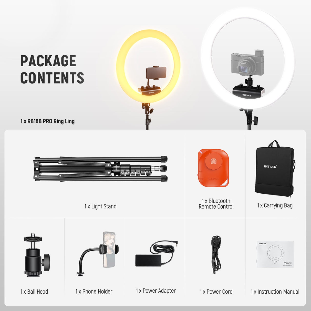 NEEWER RP18B Pro Ring Light Kit