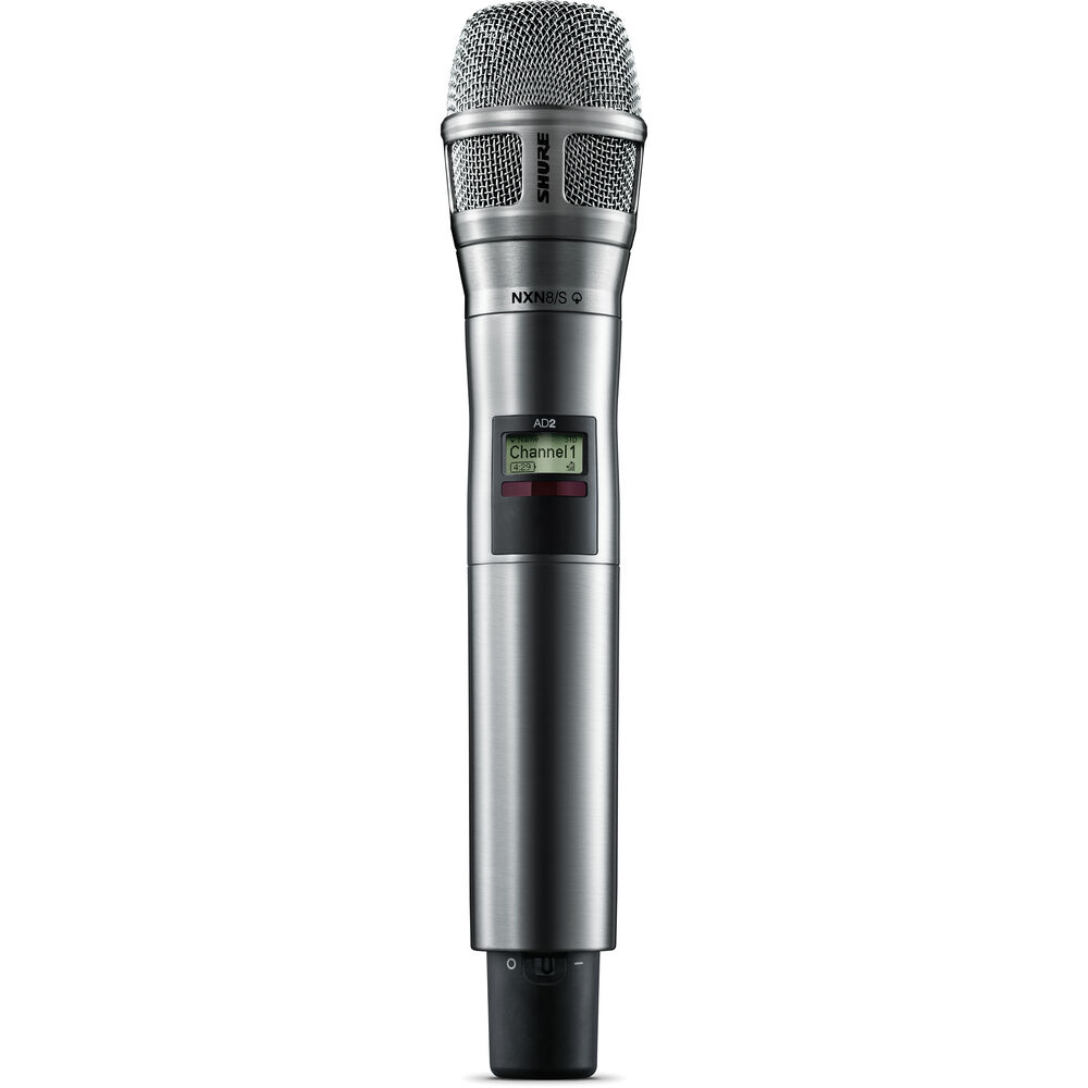 Shure AD2/N8SN Digital Handheld Wireless Microphone Transmitter with Nexadyne 8/S Supercardioid Capsule (G57: 470 to 608 + 614 to 616 MHz, Nickel)