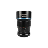 SIRUI 50mm F1.8 1.33x APS-C anamorphic lens for cinema films with X-Mount, E-mount, and M 4/3 compatibility.