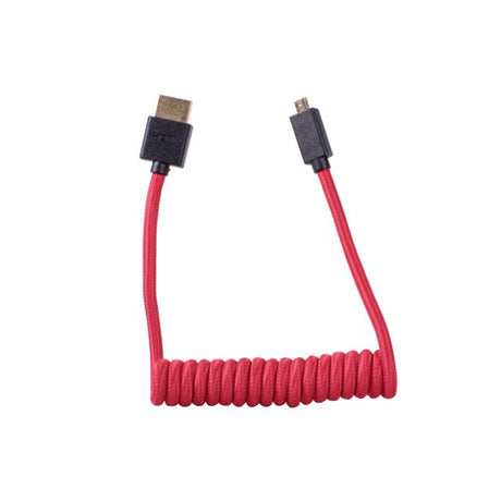 Blackhawk Coiled Micro HDMI to Full HDMI Cable (12-24", RED)