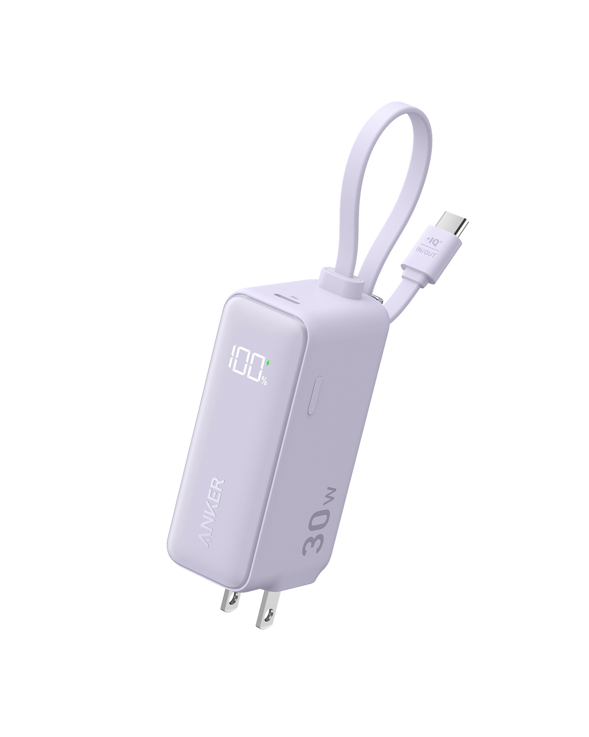 Anker Power Bank (30W, 5k,  Fusion, Built-In USB-C Cable)