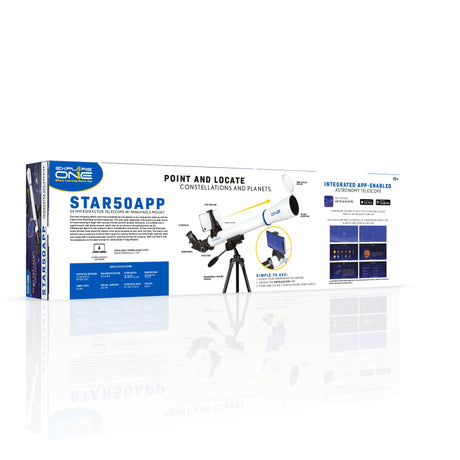 Explore One STAR50APP - 50mm Refractor Telescope w/ Panhandle Mount and Astronomy APP