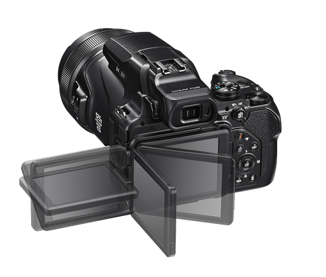 Nikon COOLPIX P1100 with vari-angle LCD screen rotated out