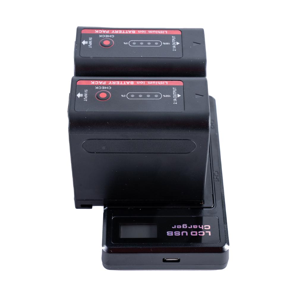 2x Indipro NP-F980 6600mAh Li-Ion Batteries & Indipro NP-F Series Dual Battery Charger Kit