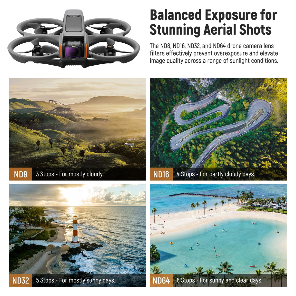 NEEWER FL-A29 6 Pack Snap On ND&UV&CPL Filter Set For DJI Avata 2